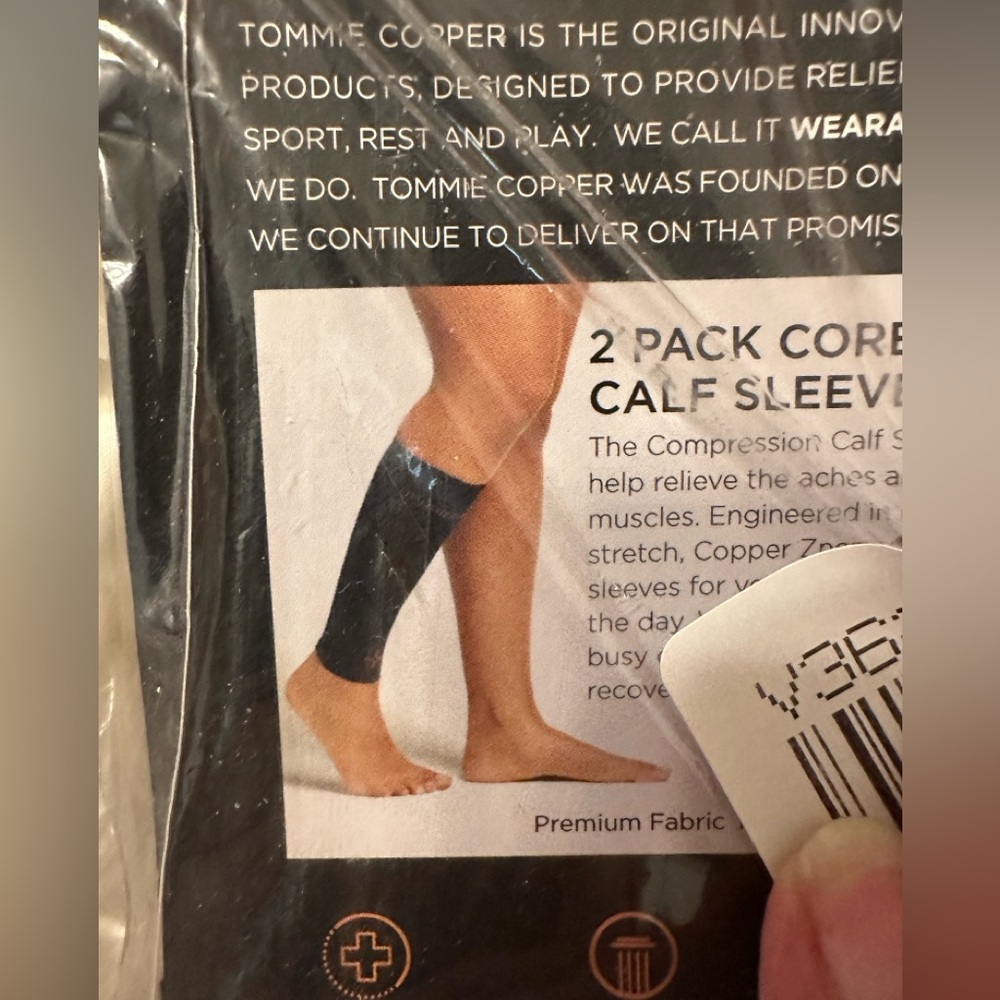 Tommie Copper Black Compression Calf Sleeves - 2 Pack - Size S